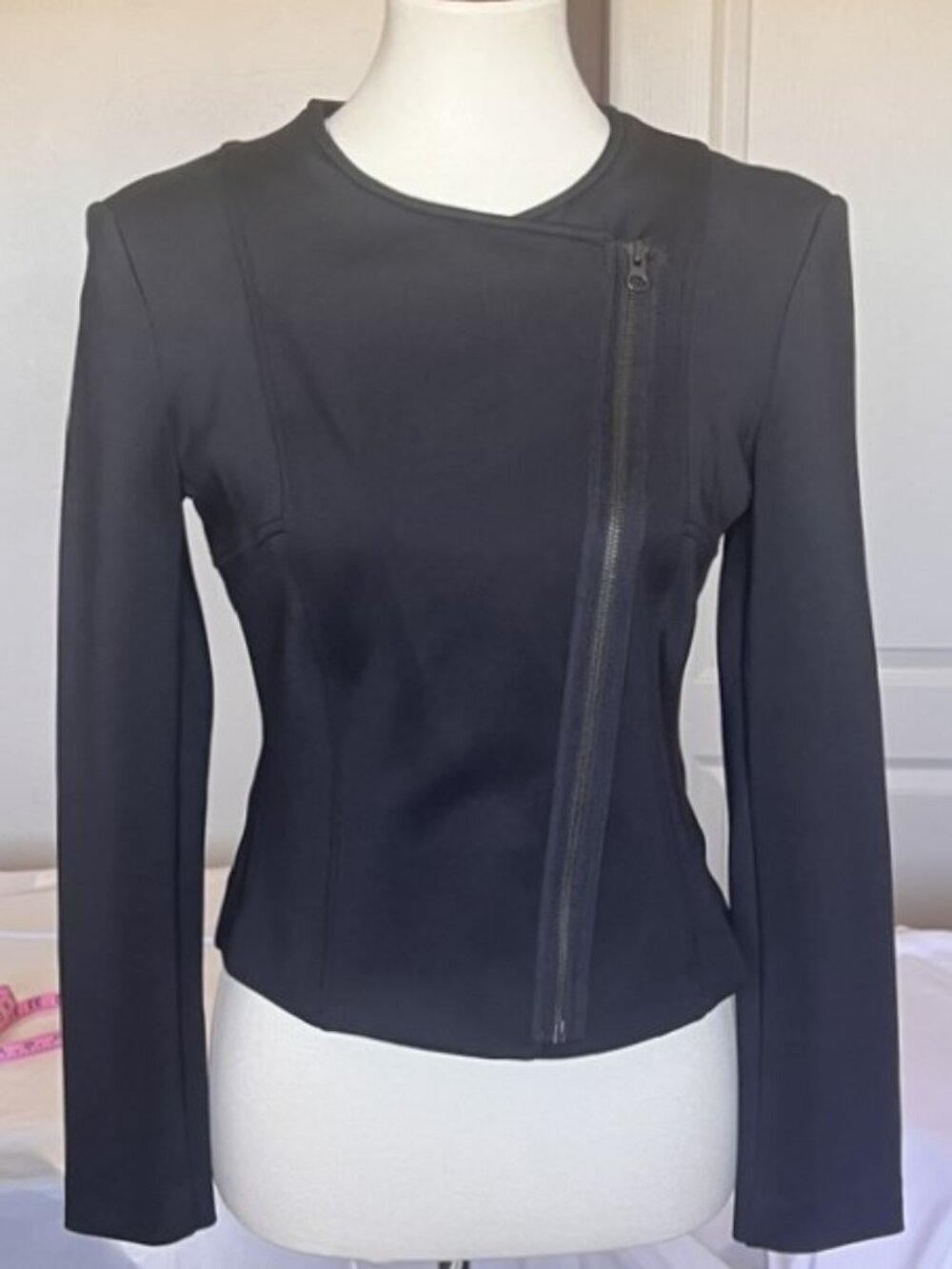 Apt 9 Zippered Military Style Tailored Jacket Blk EUC Sz XS
